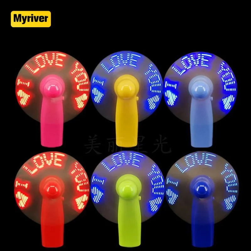 Myriver Optional Diy Hand Led Mimi Portable Mini Fan Text Program Usb Fan With 1200Mah Battery As Gift