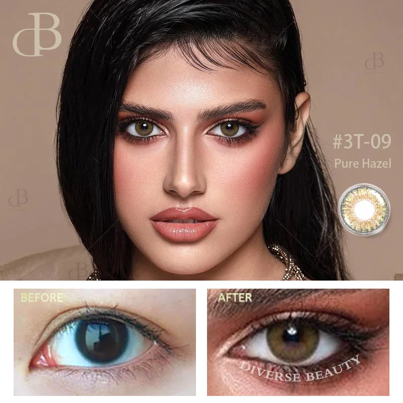 hot yearly eye colored contact lenses natural 3-tones contact lenses with custom design logo contact lenses wholesale