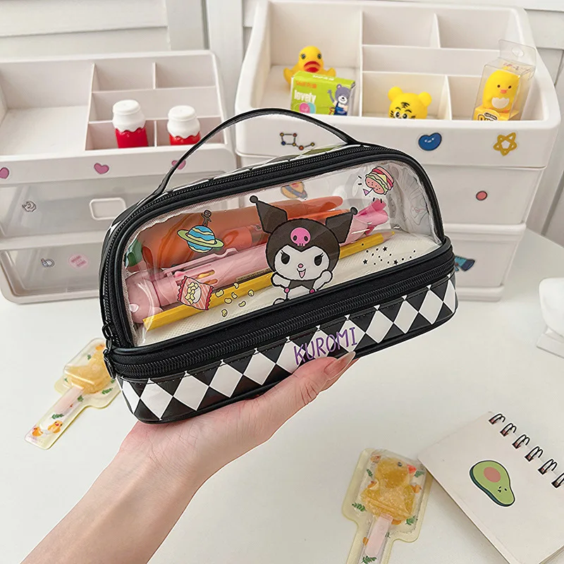 Cinnamoroll Student Cartoon Pvc Pencil Cases Kuromi Cartoon Stationery Storage Bag Melody Big Capacity Pencil Case