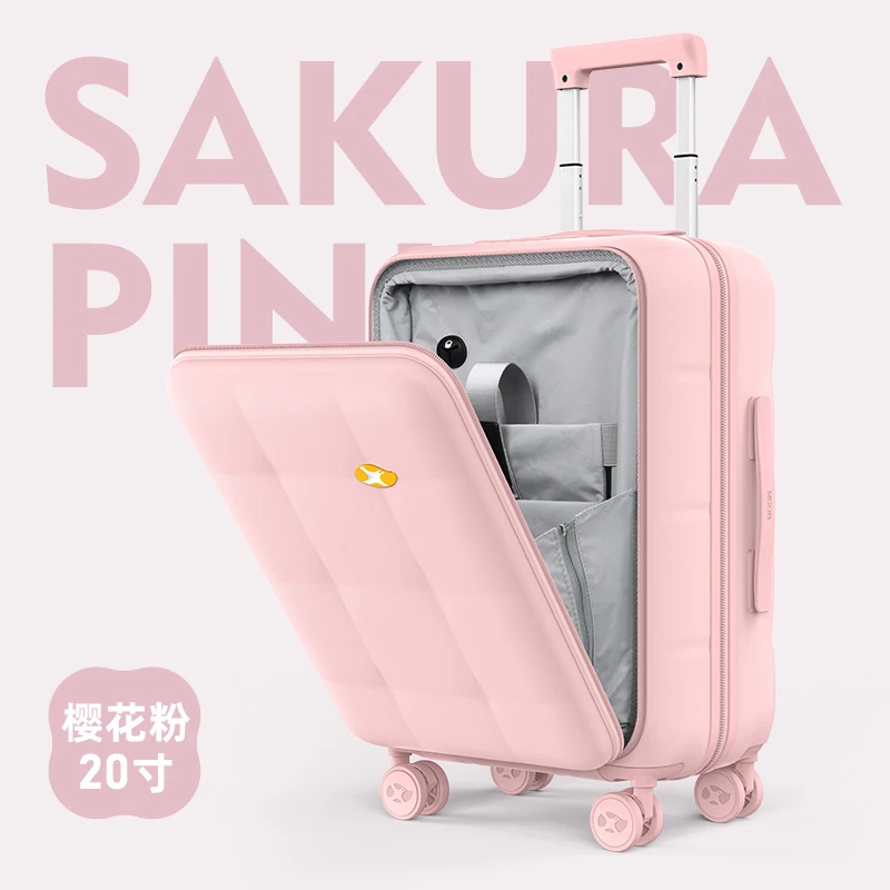 MGOB Fashion Luggage Business Style USB Charge Port Expansion Layer 20 Carry on Suitcase Front Opening Luggage Suitcase