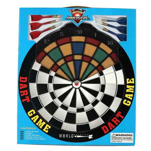 Hanging Indoor Darts And Kids Dart Board Set 18 Inch Plastic Dartboard With 6 Soft Tip Darts For Children And Adults