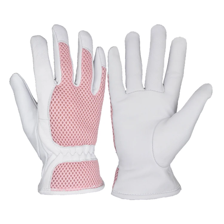 HANDLANDY hot sale custom bulk Durable pink Goatskin safety hand driving leather gardening work gloves
