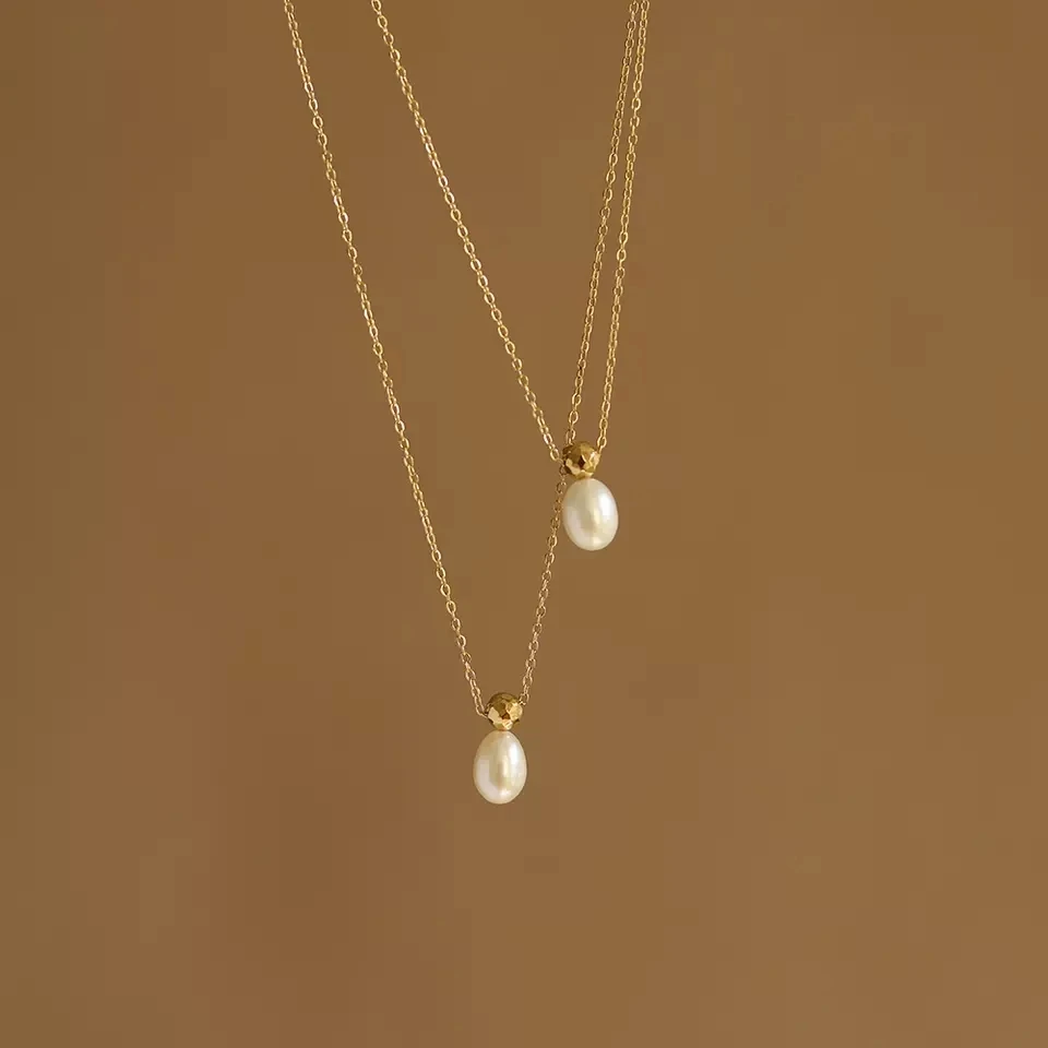 Inoxydable Femmale Perles Pour La Fabrication De Bijoux 18 carat 18k Gold Plated A Perfume Pearl Ball Necklace