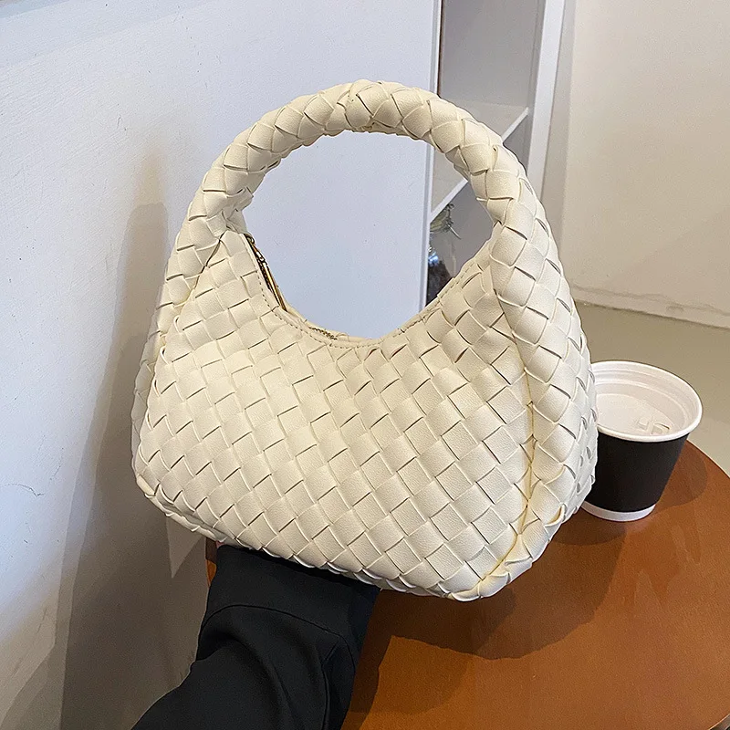 Dumpling Type Pu Leather Handbags Fashion Woven Women Bags Shoulder Bag Casual Womens Tote Bags RY74190