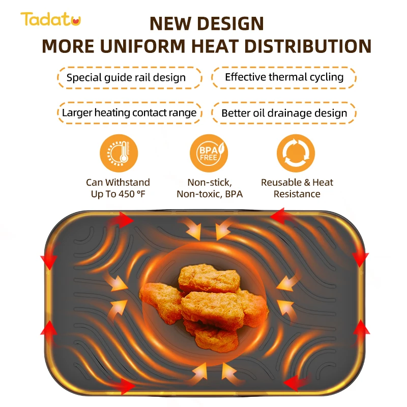 10.4L High Quality BPA Free Non-stick Thick Rectangle Reusable Silicone Air Fryer Liners for Ninja AF500UK