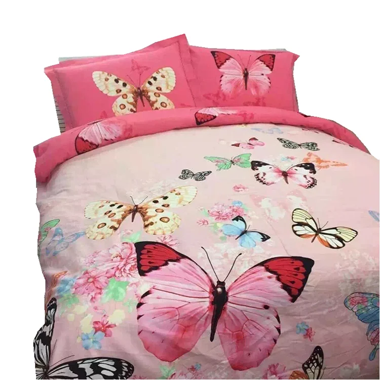  Modern cheap print butterfly bedsheet 100% polyester bed sheets set