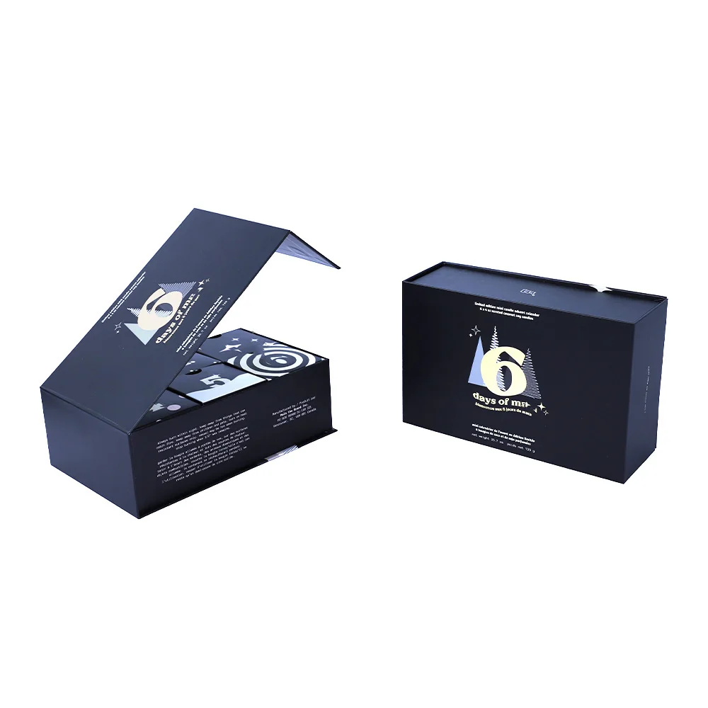 Custom Candle Packaging Set Luxury Boxes With Magnet Candle Black Gold Book Magnetic Box