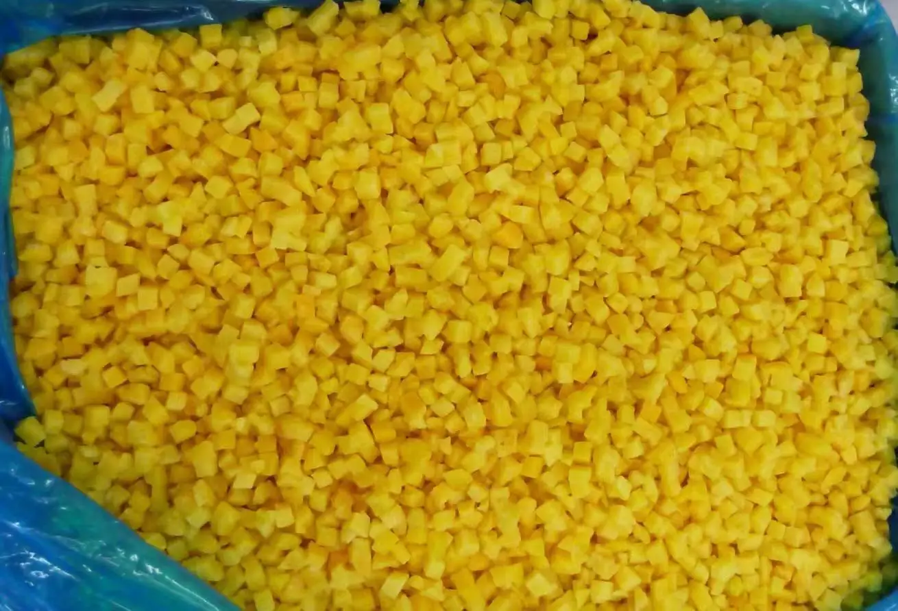 Factory Direct Sweet Delicious Durian-Type Fruit  Whole Water Bulk Packaged Cubes Frozen Yellow Peach Dices