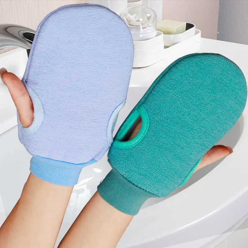 Factory Direct Sale Solid Color Reusable Bath Exfoliating Glove Body Scrub Cleaning Gloves Shower Exfoliating Mitt