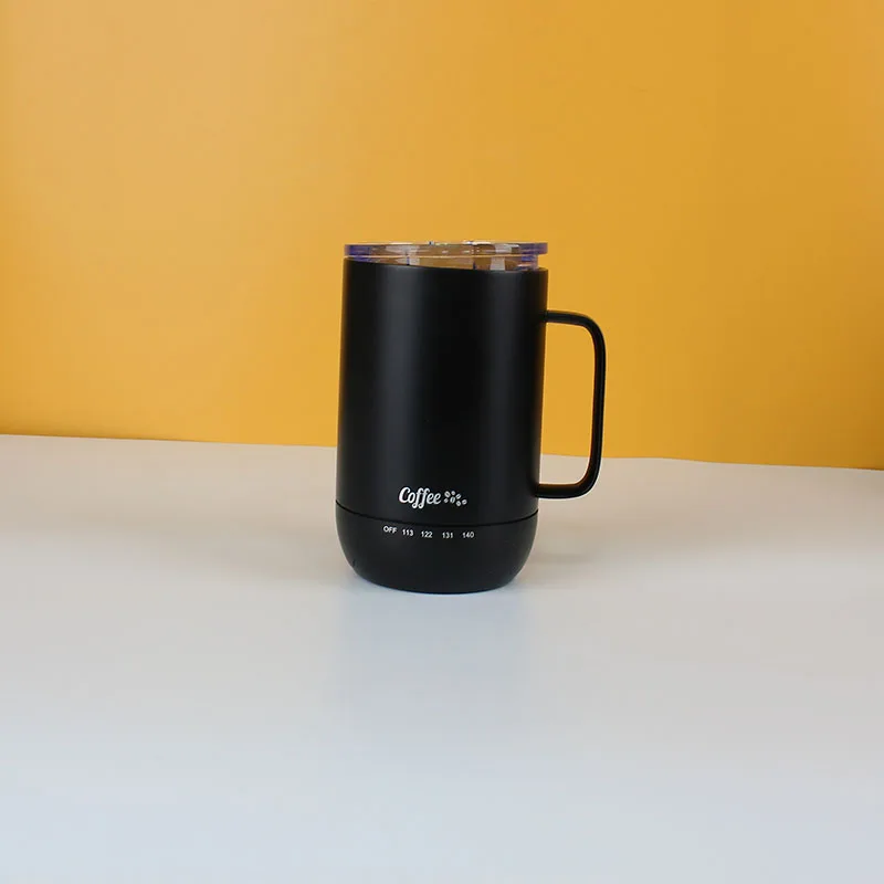 Temperature Control Smart Black Mug 4hr Battery Life 14oz Heated Coffee Mug Smart Temperature Control Ceramic Coffee Mug