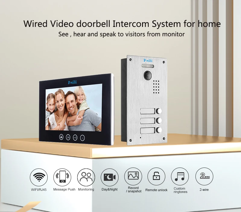 Multi apartments commax Intercom system 2 wires video door phone system  with  audio door phone