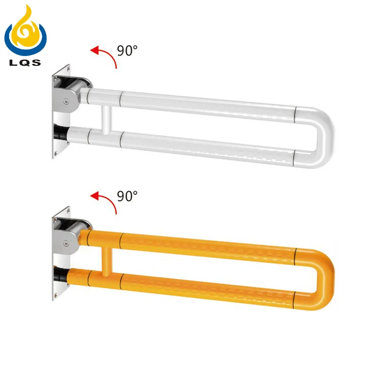 Bathroom bath tub stainless steel handicap toilet handle elderly folding handrail nylon ABS plastic disable grab bars