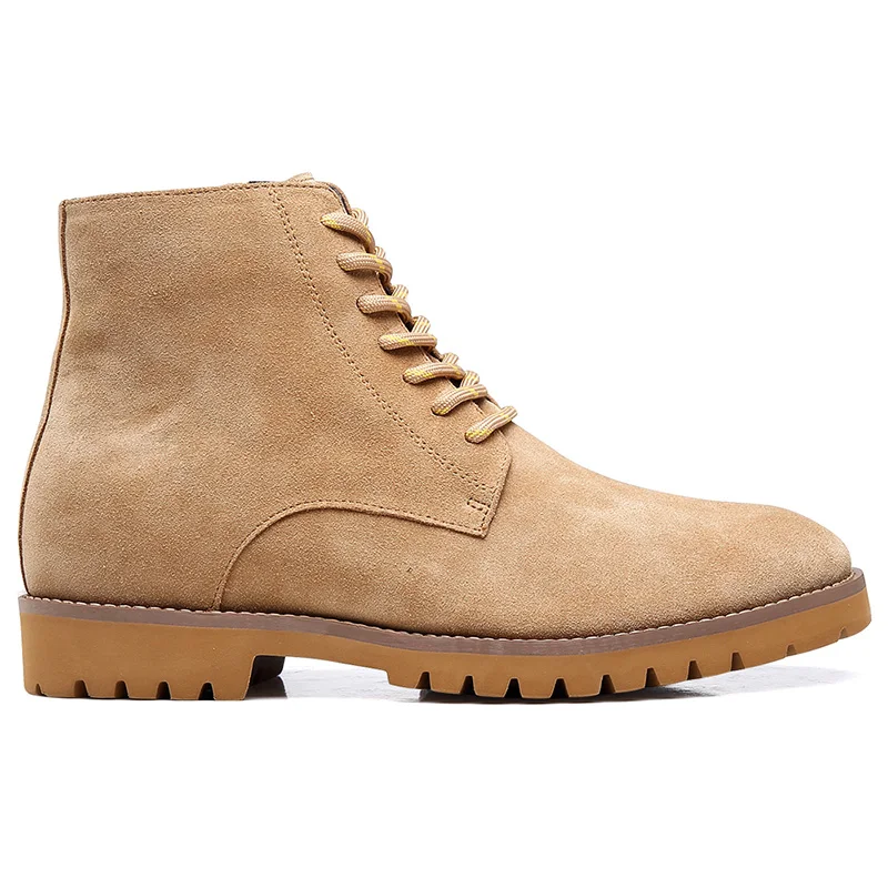 Custom made handmade invisible increase height increasing shoes soft insole suede leather elevator men boots