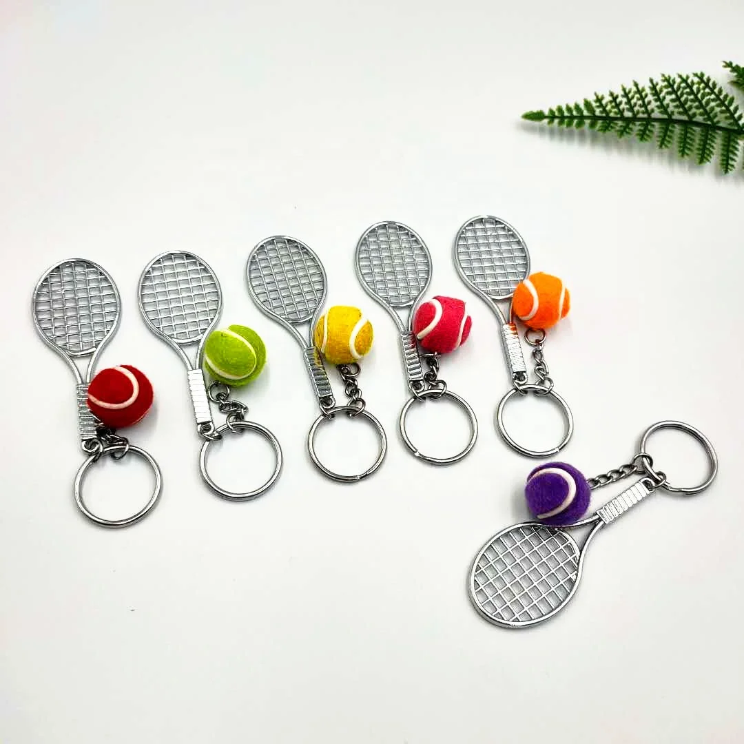 Custom sports gifts keychains tennis racket sets mini keychain pendants wholesale for sports fans promotional gifts keychain