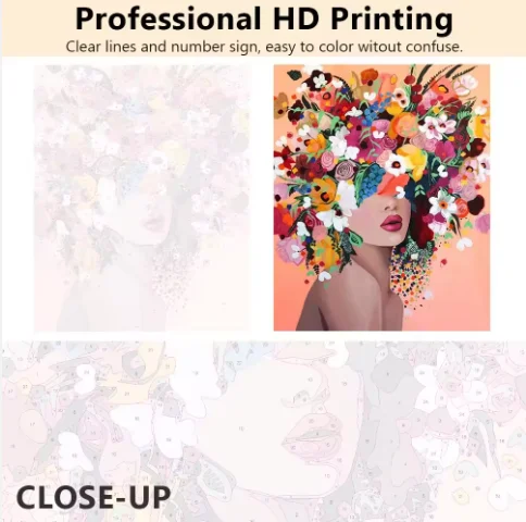 Wholesale beautiful  Painting by Numbers Frame Custom Home Decoration Portrait Oil Painting DIY Canvas Painting by Numbers