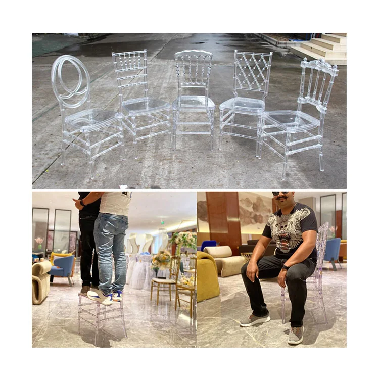 Производство Yinma штабелируемые белые прозрачные хрустальные стулья Chiavari Tiffany Wedding Napoleon