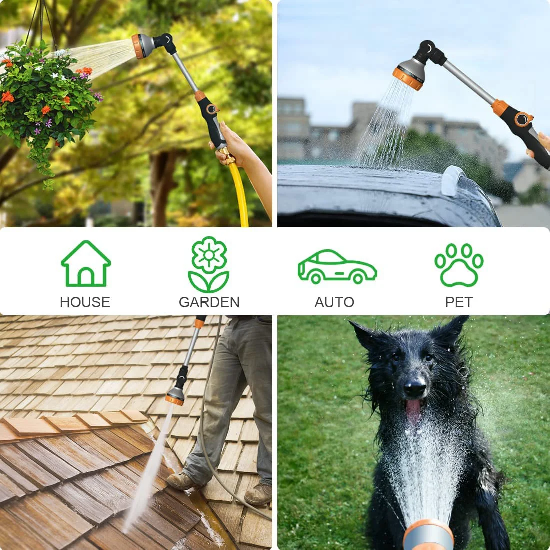 Heavy Duty Garden Hose Nozzle Watering Irrigation Long rod Spray Wand Lance Garden Watering Wand Car Cleaning Tool