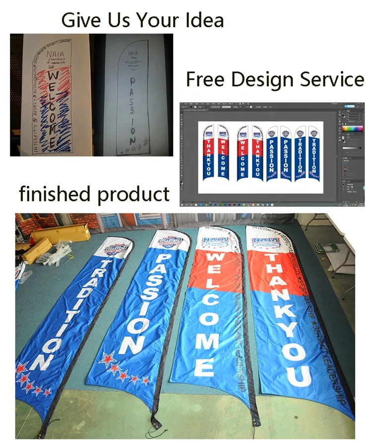 Custom Cheap Floor Stand Flags Double Sided Feather Beach Flag Base