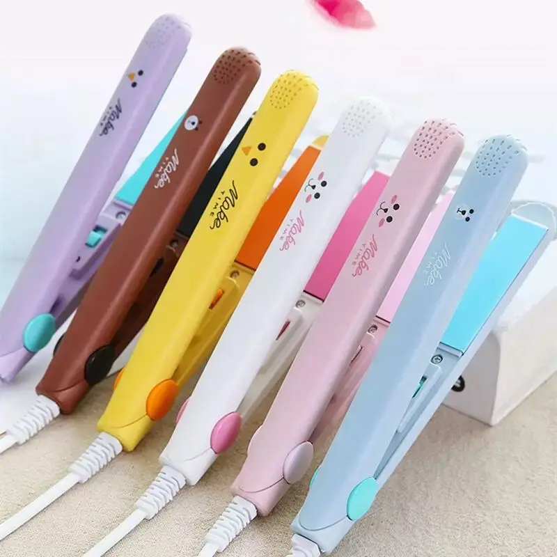 Mini Hair Straightener Curling, Iron Straight Dual-Use Splint Hair Perm Hairdresser Electric Curling Stick Straight Plate Clip/