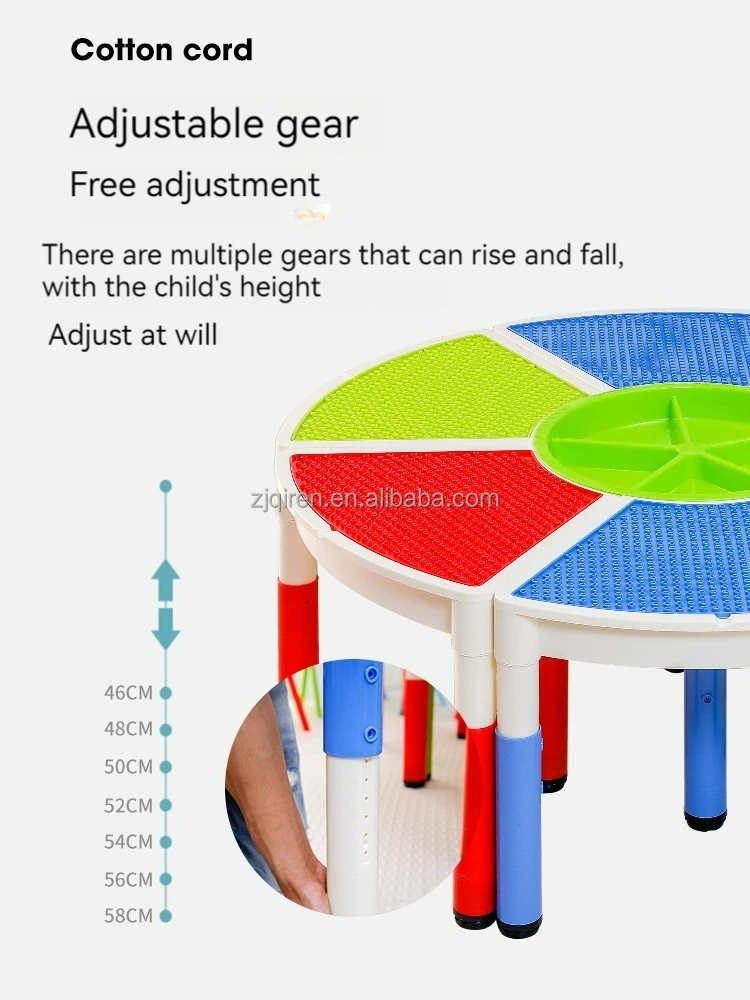 new arrival Kids Indoor Play Toy sets multifunctional round Plastic Blocks Desk And Chair Amusement game