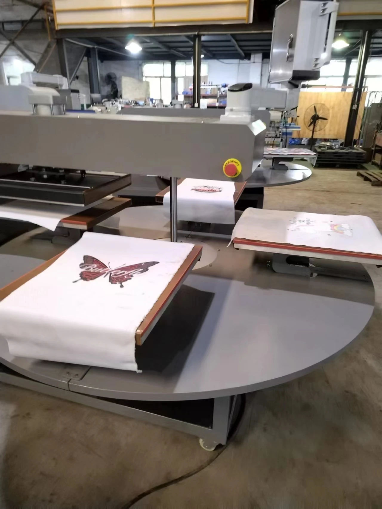 fast exchange different pallet 15*15 20*20 38*38 40*50 pneumatic rotary 4 pallet  heat press machine for t-shirt polo t-shirt