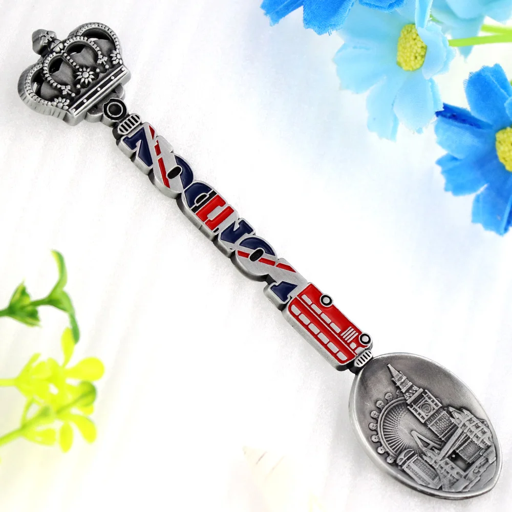 New Products Three Color Choice Zinc Alloy Metal Long Handle Souvenir Spoon