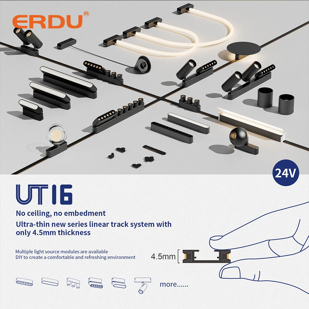 ERDU 24v Led Fabric Track Belt Lighting Adjustable Pendant Light Woven Track Light