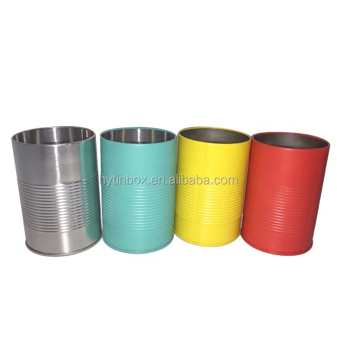 personalized round & oil drum & barrel shape metal tin pen holder with raised rings