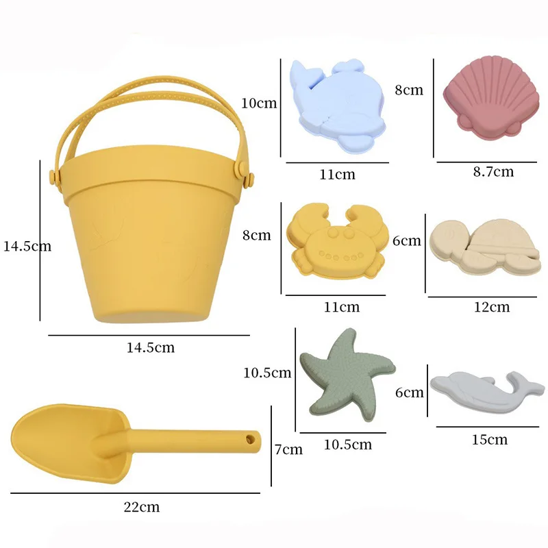 New Silicone Beach Shovels Sand Summer Toys Set Kids Durable Sand Molds Pail Outdoor Water Play Pool Bath Silicone Beach Toys