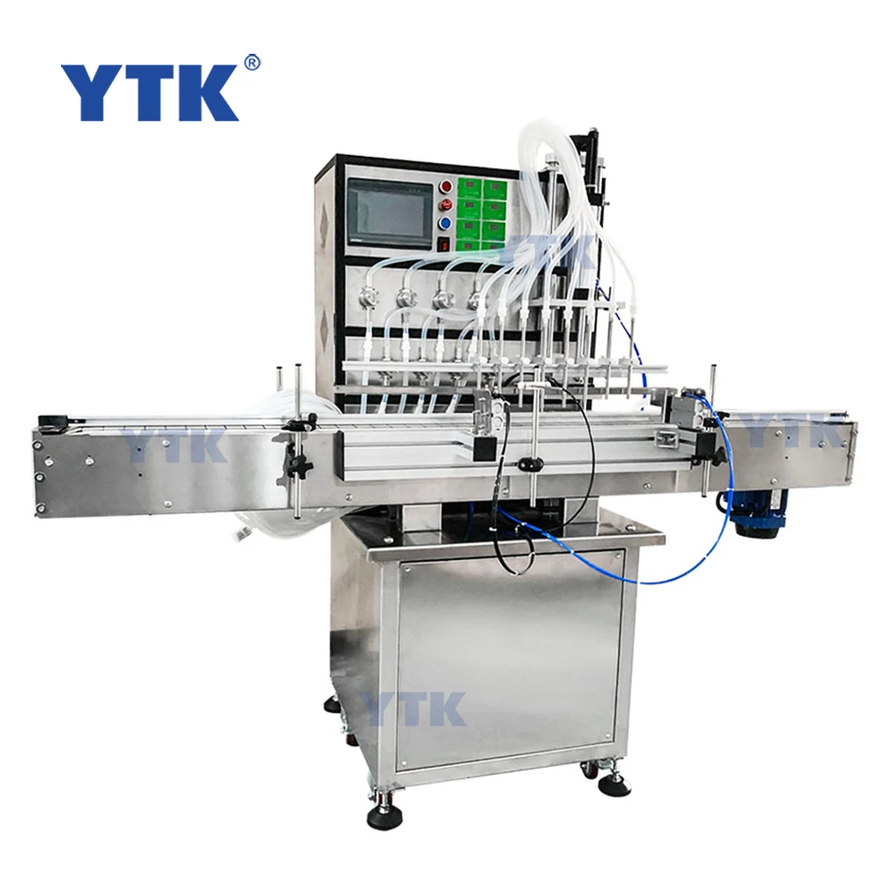 YTK-VMP8H 6L Automatic 8 nozzles glass bottle water magnetic pump spray hand sanitizer alcohol essential oil filling machine