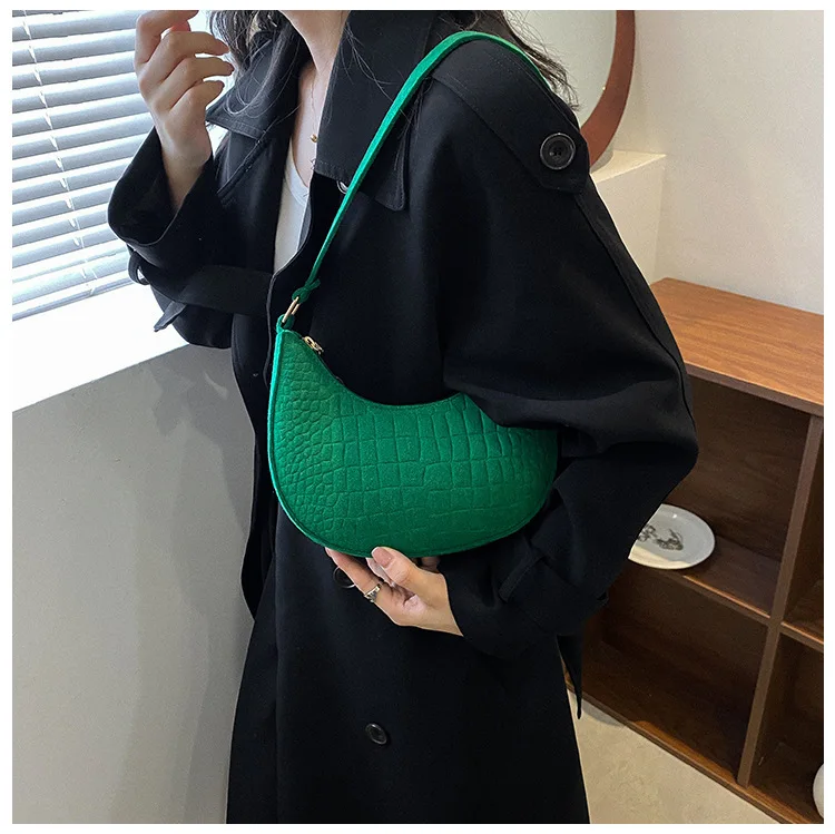 Crocodile Pattern PU Leather Handbag Female Shoulder Bag Fashion Ladies Armpit Bag Retro Casual Women Tote Small Clutch