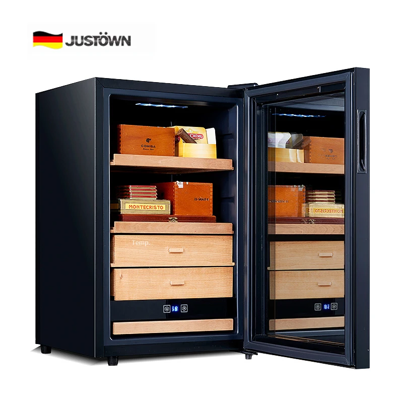 65 профессиональный шкаф, электрический охладитель высокого качества бесплатно с испанскими кедровыми ящиками, охлаждающий хьюмидор для сигар