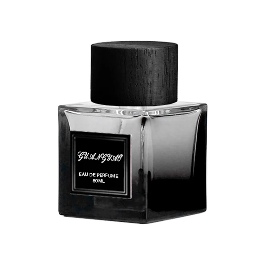 New Design Black And White 50ml Perfume Bottle 100ml Square Frosting Glass Bottle With Luxury Wooden Cover