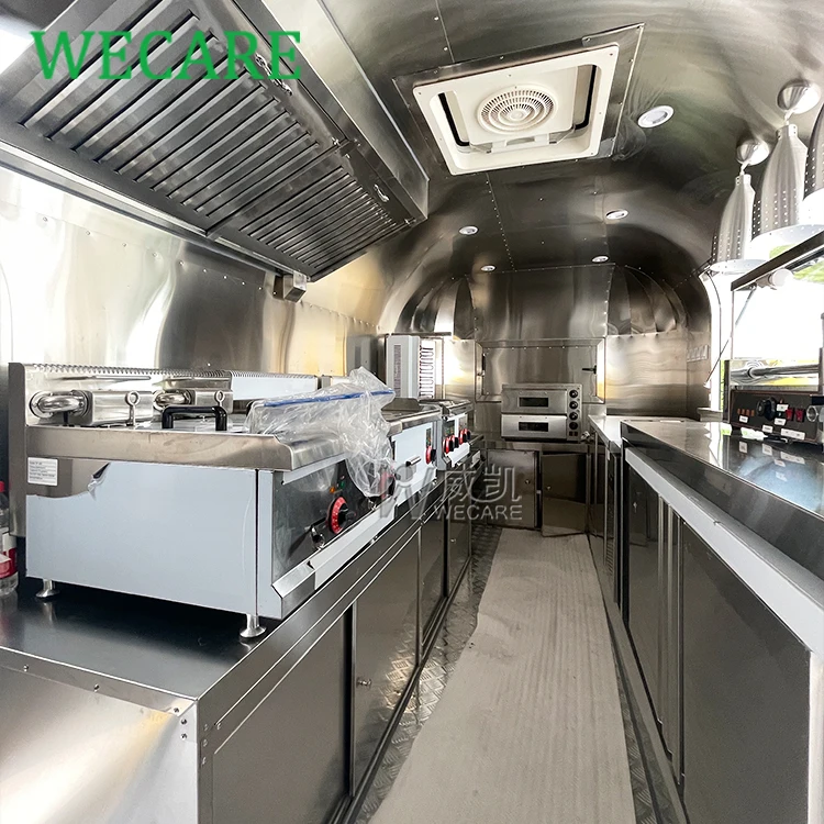 Wecare fast food truck mobile juice bar truck commercial kitchen consession burger van catering food trailer with full kitchen