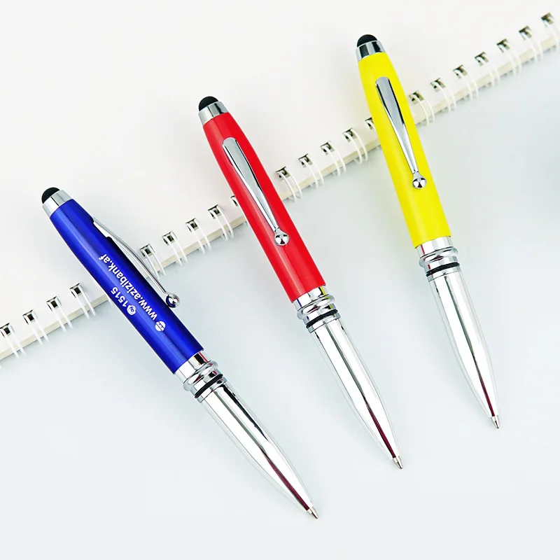 4 in 1 Led Light Screen Touch Stylus Pen, Multifunctional Twist Action Metal Barrel Ballpoint Pens