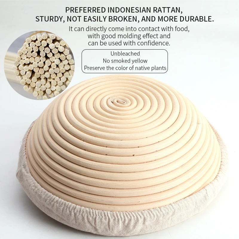10 inch Linen Liner Cloth Baking Bowl Oval Round Rattan Bread Proofing Basket