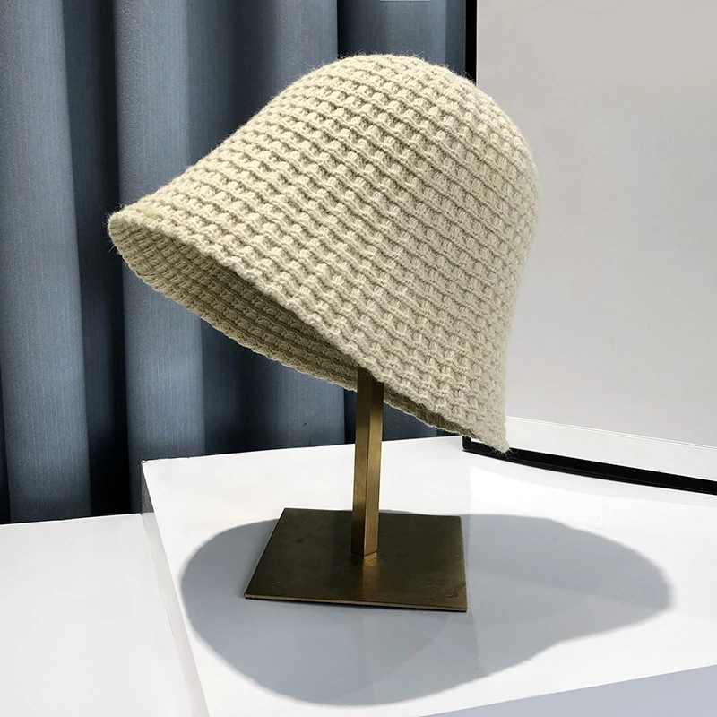 Wholesale Female Winter Hat Soft Crochet Bucket Hats Fashion Knitted Crochet Bucket Hats for Women