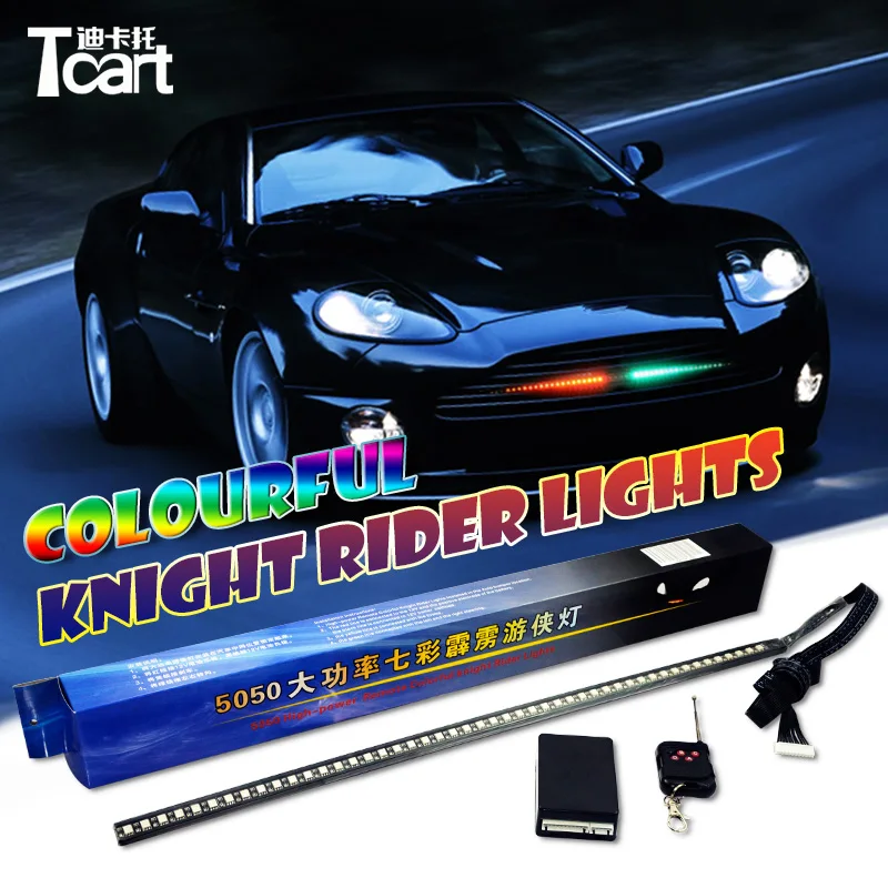 Tcart auto lighting strip 12v 54cm RGB color change 5050 chip Car grid decoration warning Led knight rider scan light