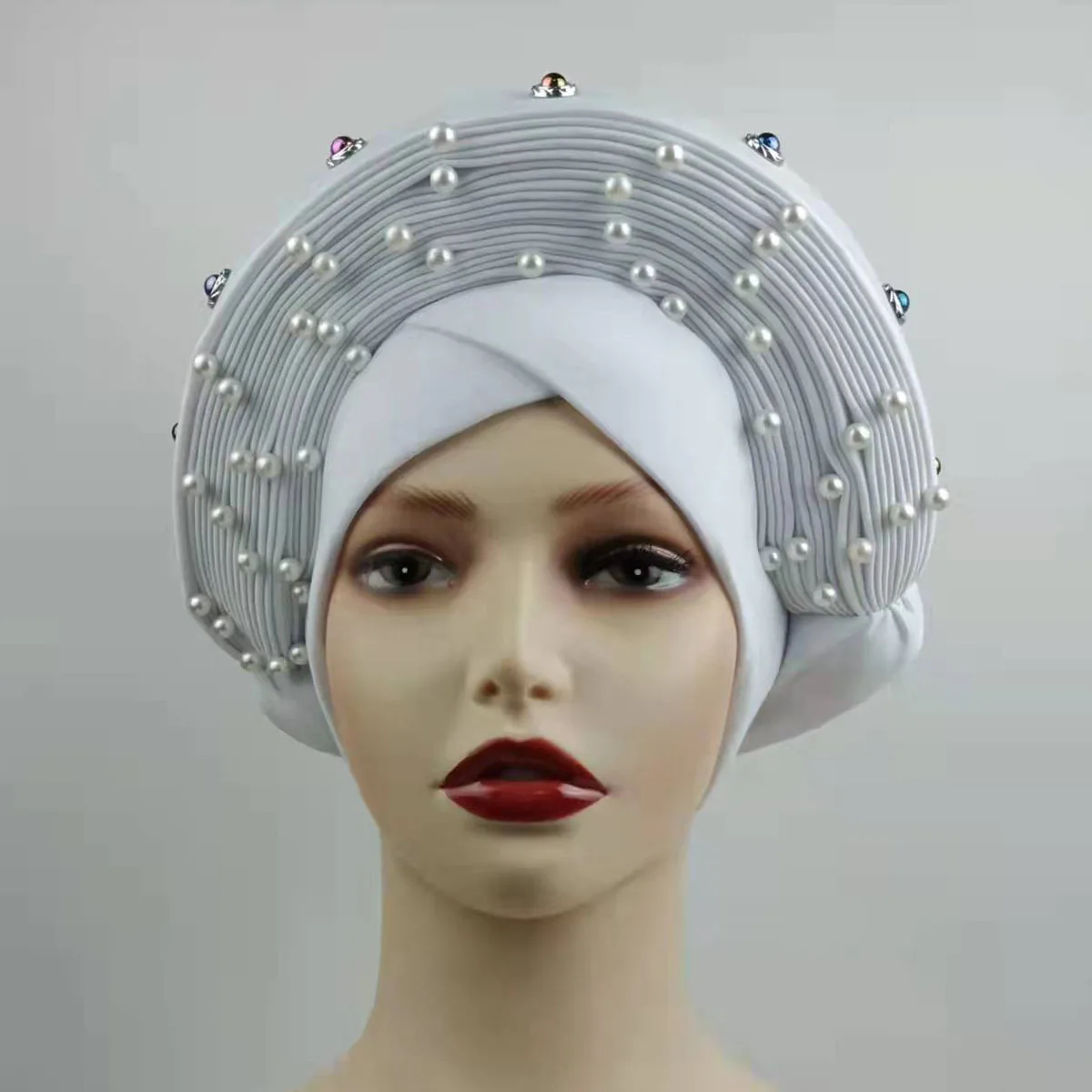 Low Price African Muslim Hijab Turban Multicolour Muslim Pearl Beads Women Turban