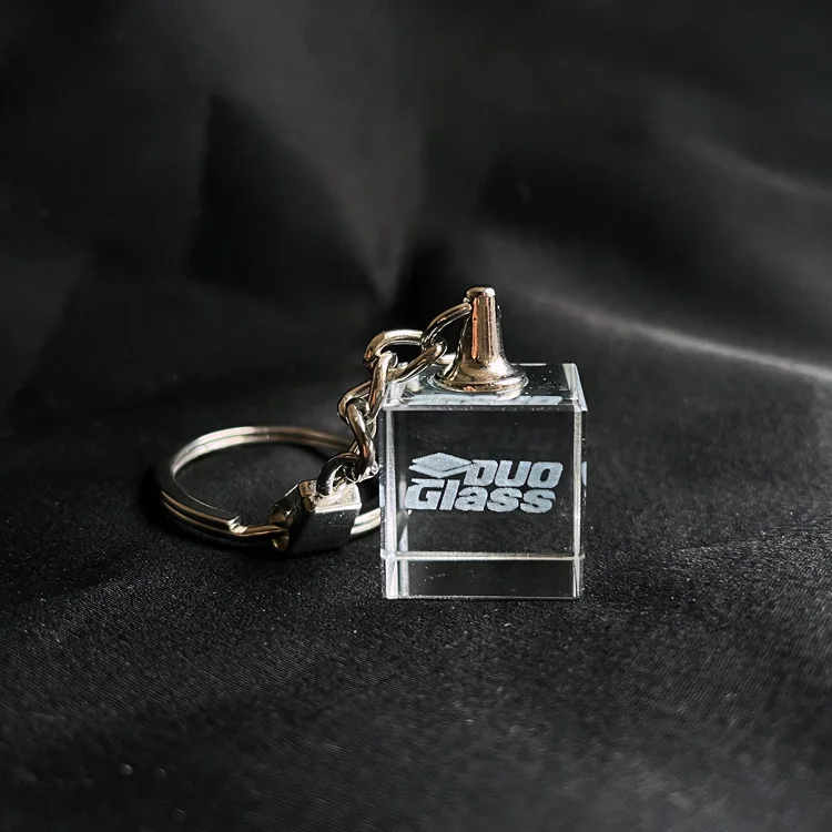 Personalized ENGRAVED crystal square cube keychain MH-YS0456