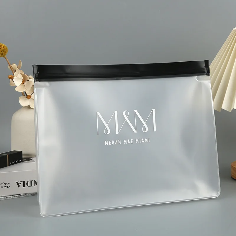 2024 Promotion clear frosted reusable cosmetic bags frosted EVA makeup pouch with black ring zipper