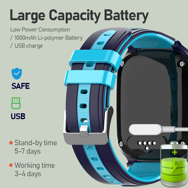 Waterproof Children AI Voice Wifi LBS GPS Positioning 4G Sim Card Video Chat Call Kids Smart Watch With HD Camera