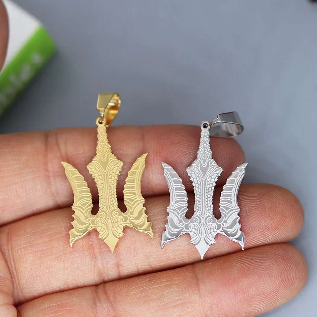 2Pcs/lot Punk Trident Falcon Pendant Charm For Necklace Bracelets Jewelry Crafts Making Findings Handmade Stainless Steel Charm