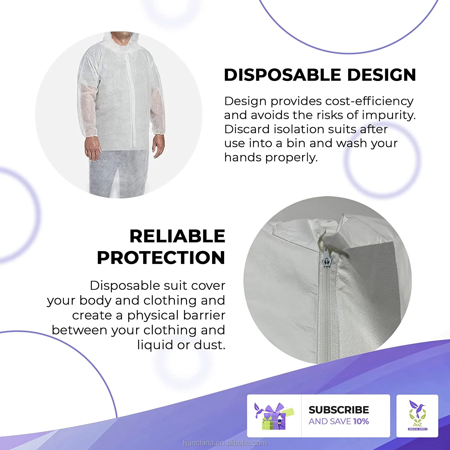 Safety Red Sms Pe Type 56 Yellow 50 Orange White Reflective Durable SMS Non Woven Disposable Medical Surgical Overall Coverall