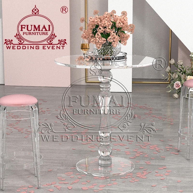 Wholesale Modern Minimalist Round Transparent High Acrylic Bar Table Furniture For Wedding Party