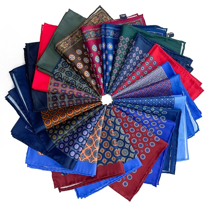 Best Selling Newest Lot Stock Digital Print Red Pocket square Wedding Mens Pocket Squares
