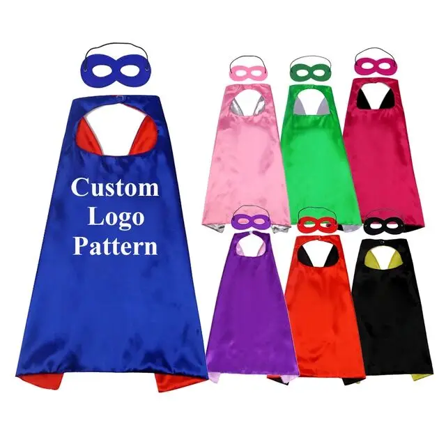 Custom halloween black and red satin capes masks set cosplay superhero capes kids adults superhero capes