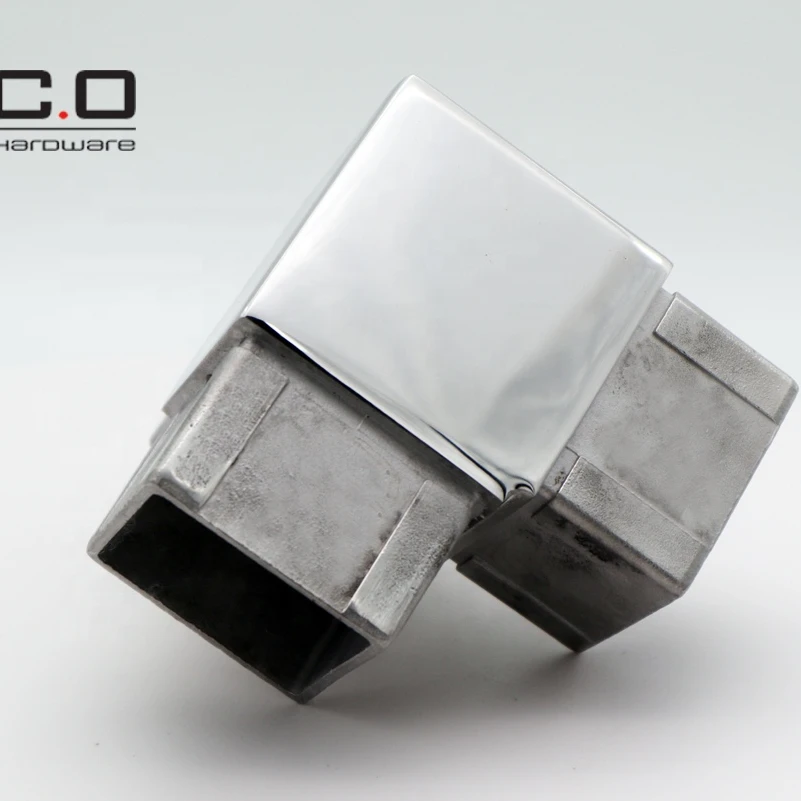 Stainless adjustable handrail pipe three way square steel tube connector
