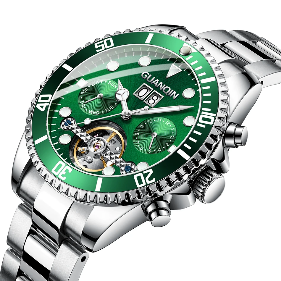 
waterproof luxury men tourbillon automatic mechanical stainless steel watches 