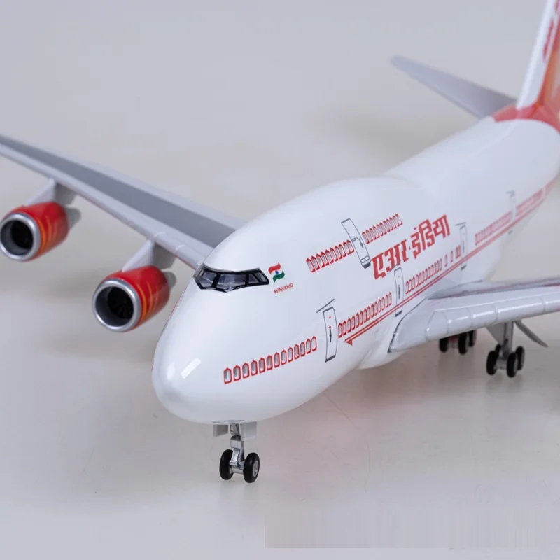 Индия B747 светодиодная модель самолета с голосовым управлением пассажирский самолет 1:150 имитационная пассажирского 47 см